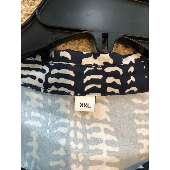 Women’s Navy Blue and White Long Sleeve Collared Button Up Draw Strip Waist Dres - Picture 5 of 6